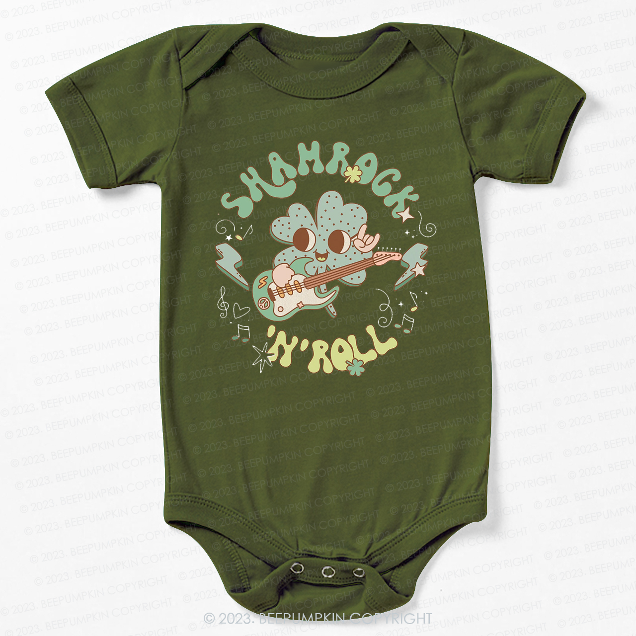 Shamrock N' Roll St.Patricks Day Bodysuit For Baby