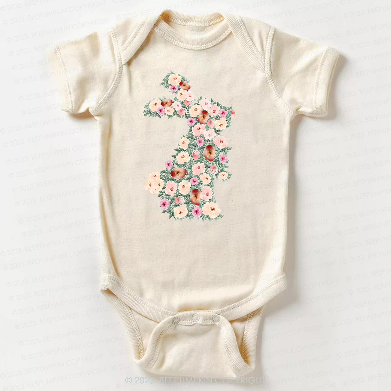 Spring Floral Bunny Easter Bodysuit For Baby