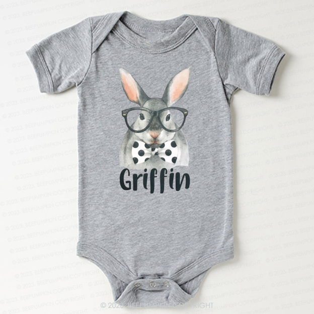 Personalized Easter Raglan Hipster Bunny Bodysuit For Baby