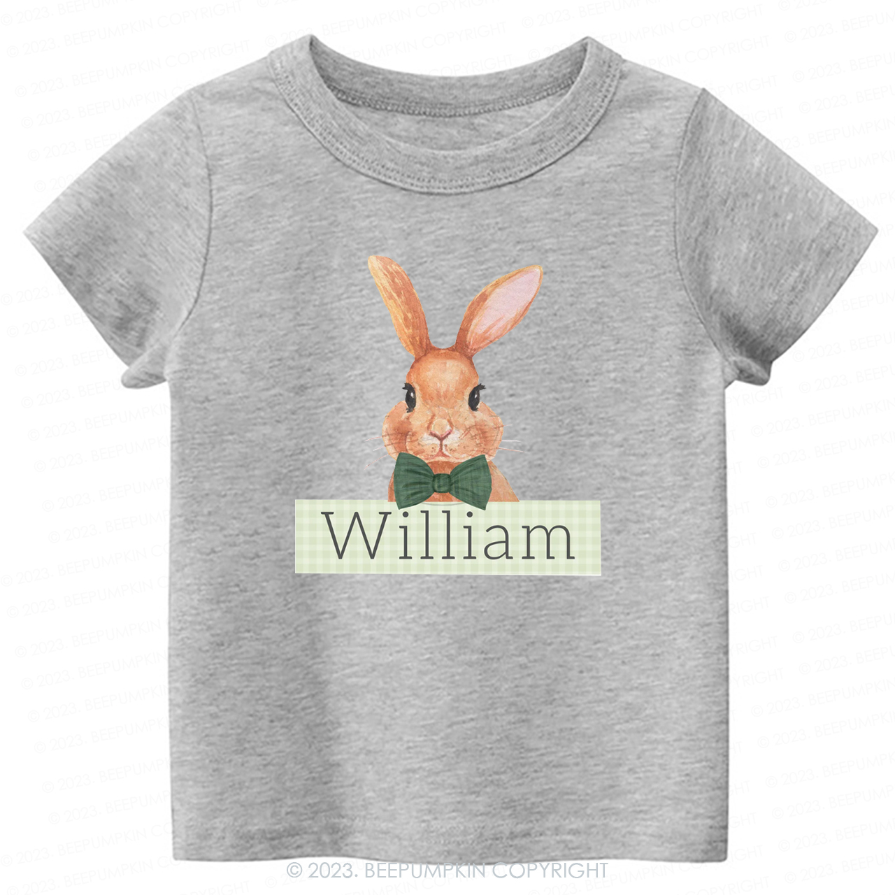 Easter Bunny Green Gingham Name -Toddler Tees