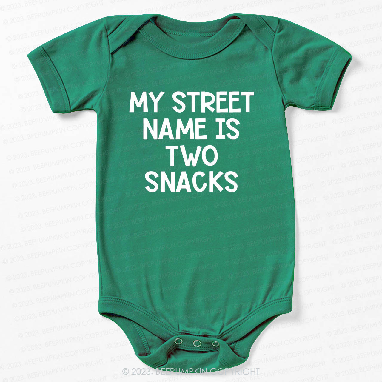 My Street Name Is Two Snacks Bodysuit For Baby