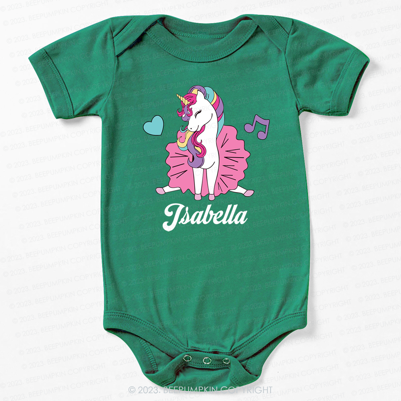 Unicorn Music Custom Name Bodysuit For Baby