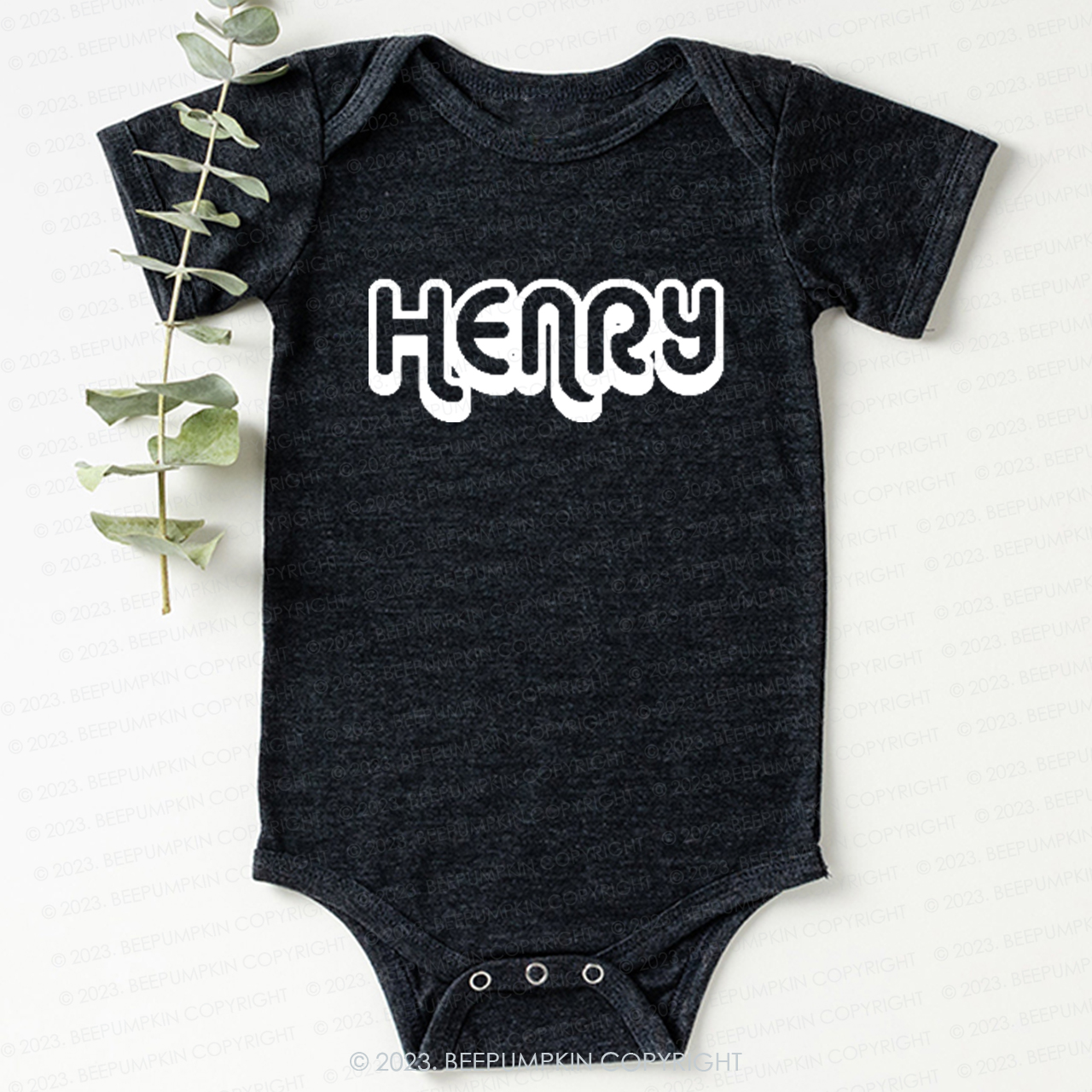 Retro Custom Name Baby Bodysuit - Personalized Natural Baby Bodysuit