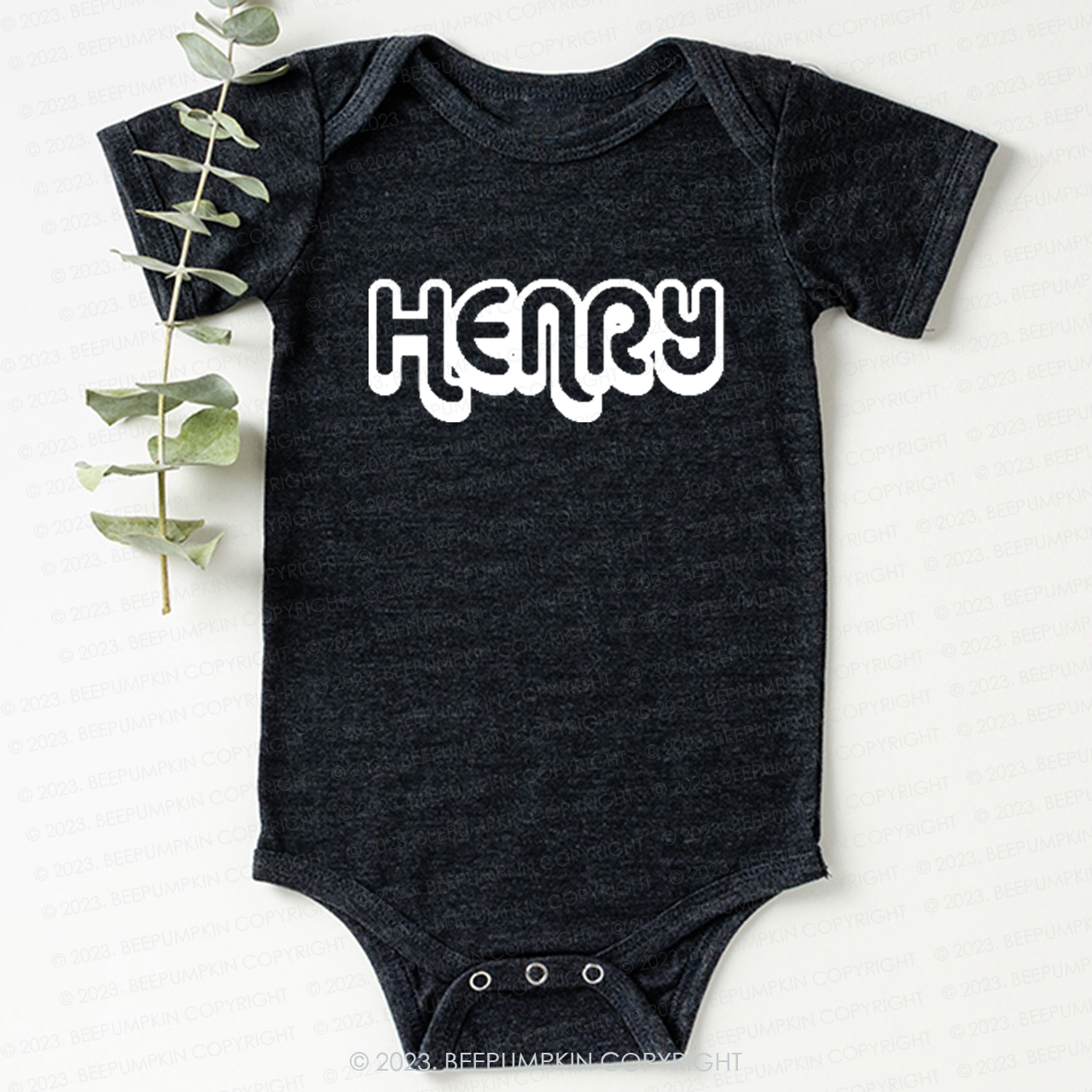 Retro Custom Name Baby Bodysuit - Personalized Natural Baby Bodysuit