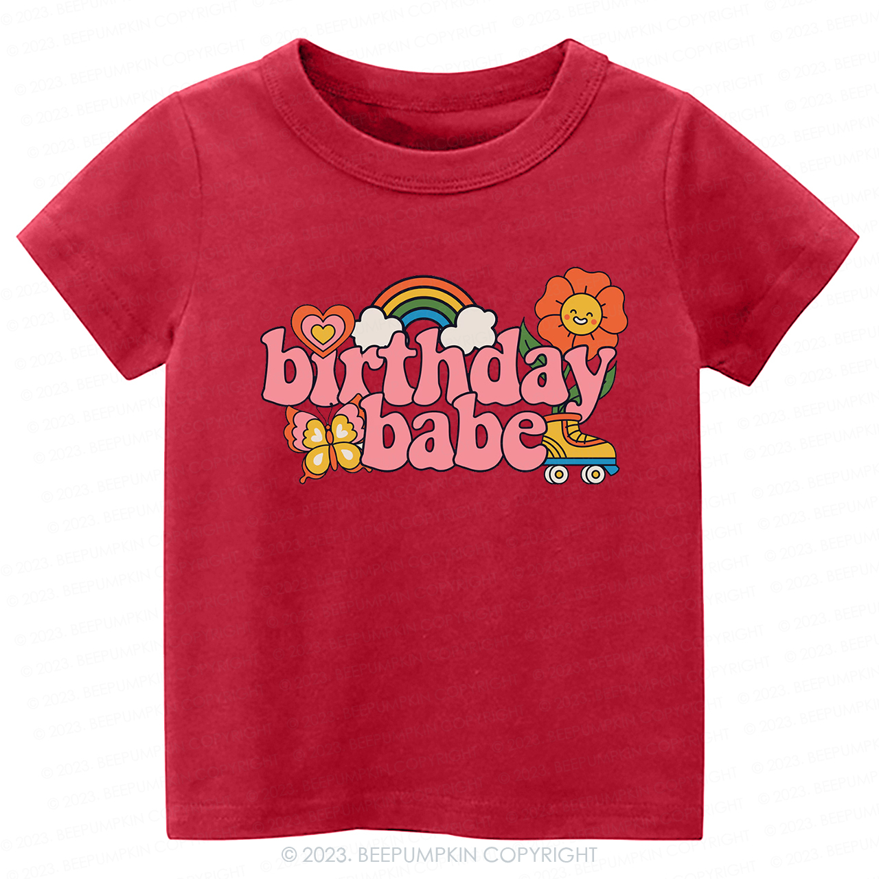 Pink Retro Birthday Babe Kids Shirt