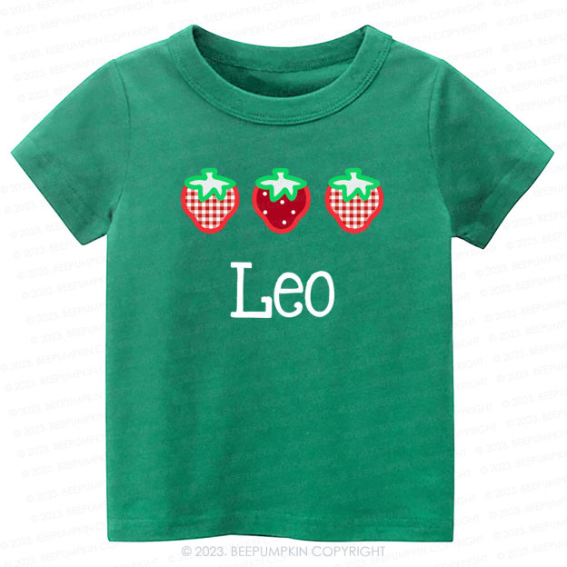 Strawberry Picking Applique Shirt For Kids