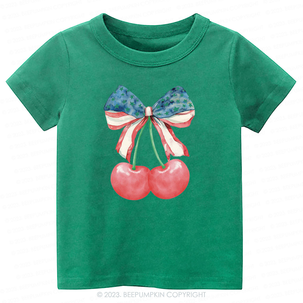 Cherries with American Bow Shirt For Kids