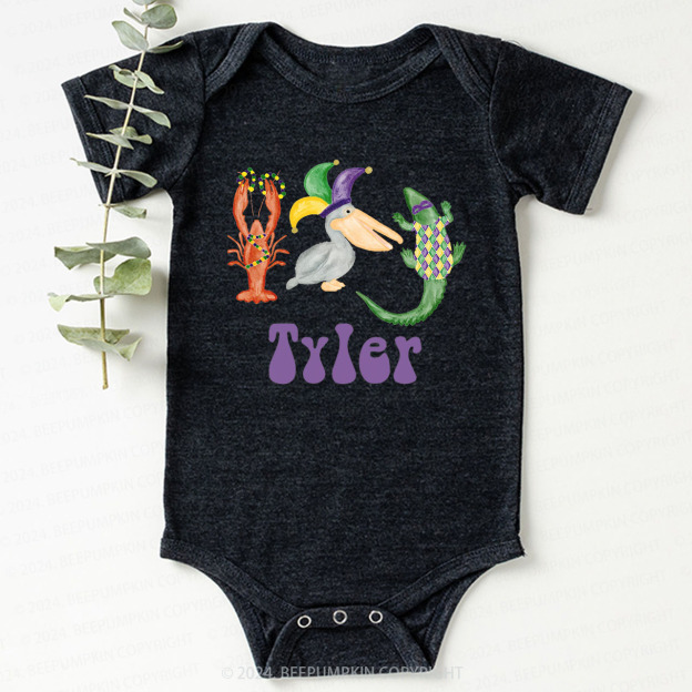 Personalized Mardi Gras Bodysuit For Baby 