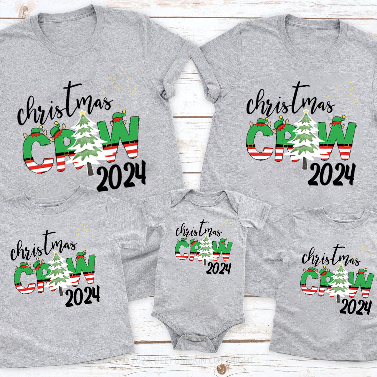 Christmas Elf Doodle 2024 Crew Family Matching Shirt