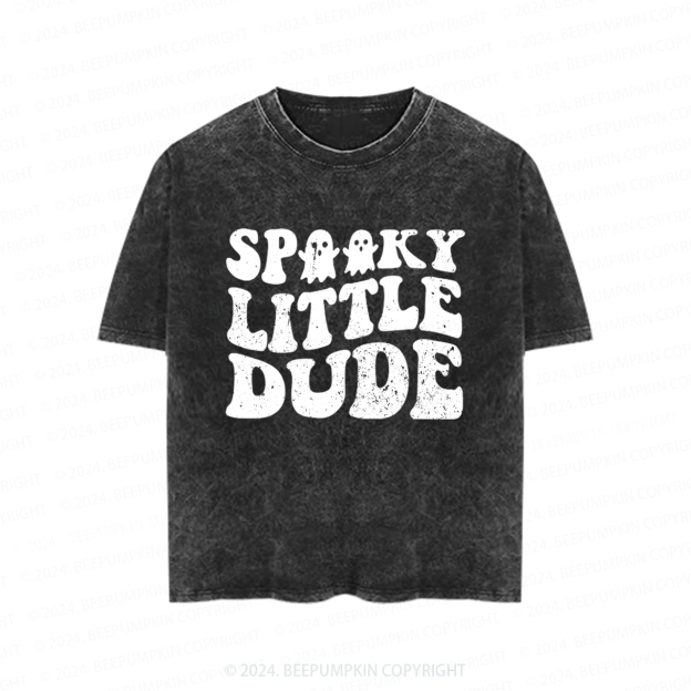 Spooky Little Dude Halloween Toddler&Kids Washed Tees          