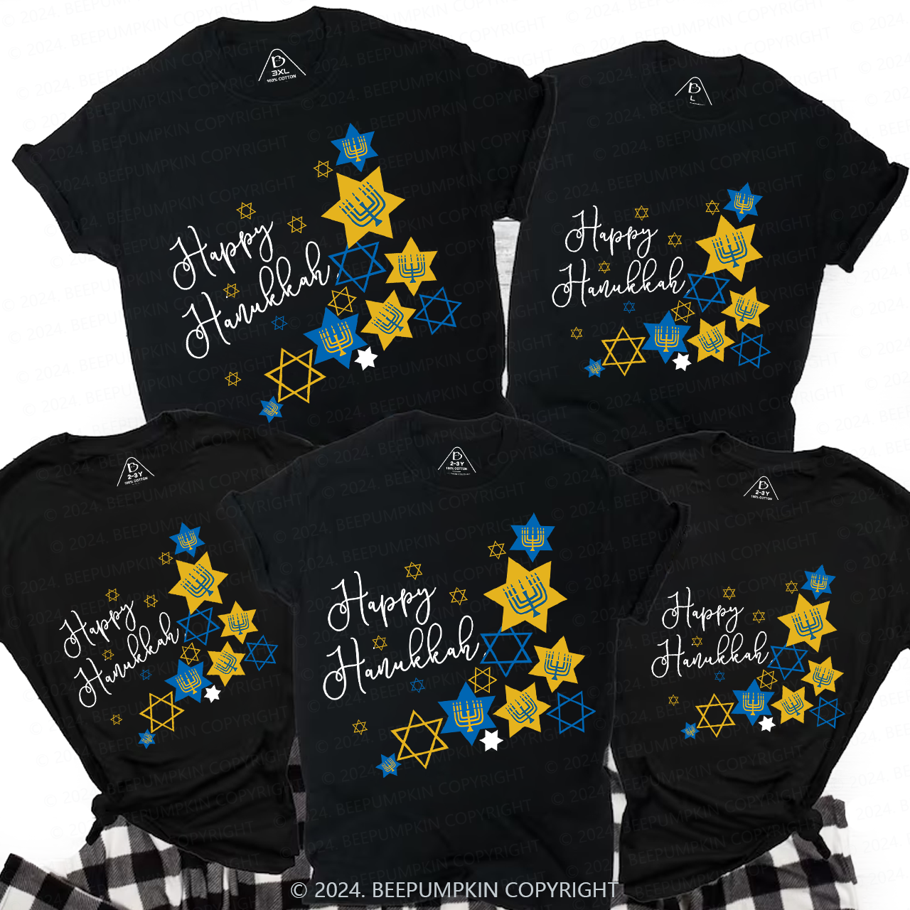 Happy Hanukkah Thoughts in Candlelight Family T-Shirts Beepumpkin