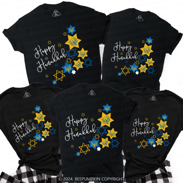 Happy Hanukkah Thoughts in Candlelight Family T-Shirts Beepumpkin
