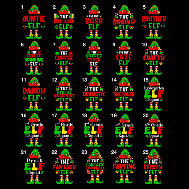 Christmas ELF Family Party Family Matching T-Shirts Beepumpkin