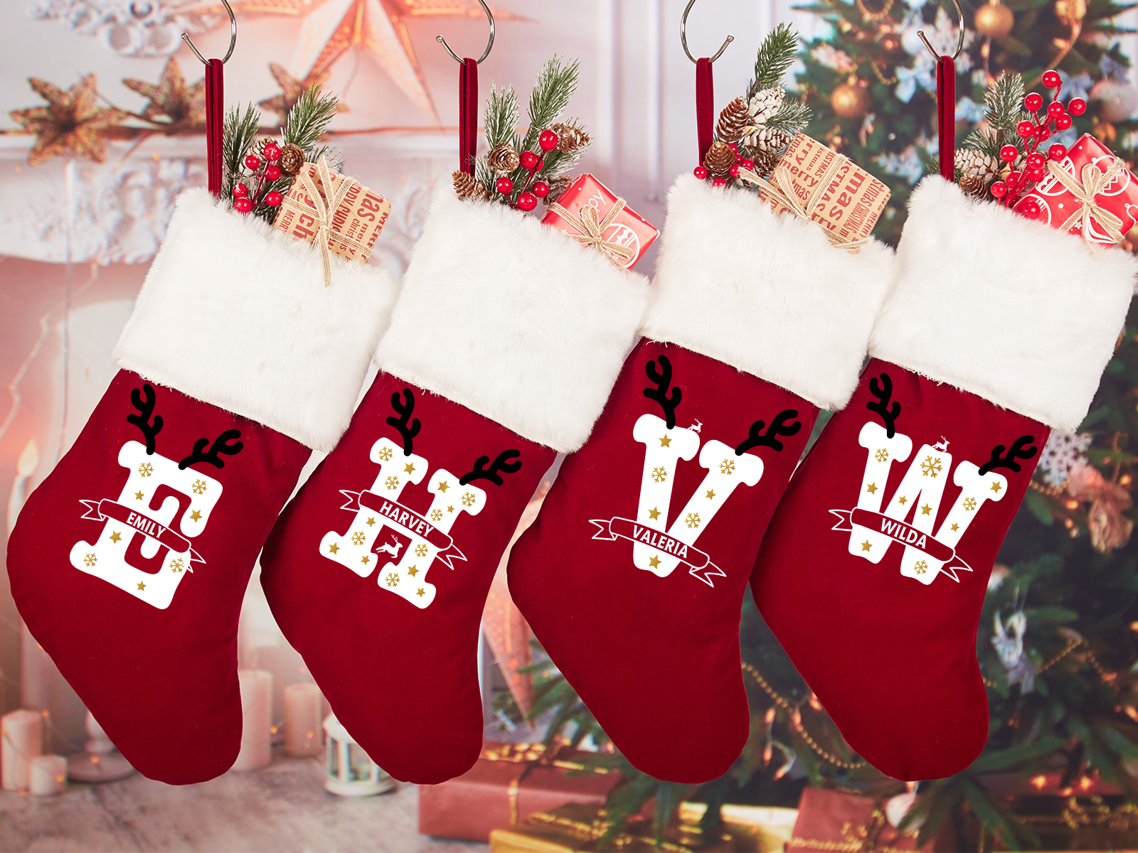 Personalized Snowflakes Christmas stocking Beepumpkin