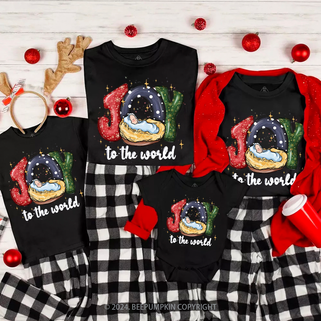 Joy To The World Family Matching T-Shirts Beepumpkin