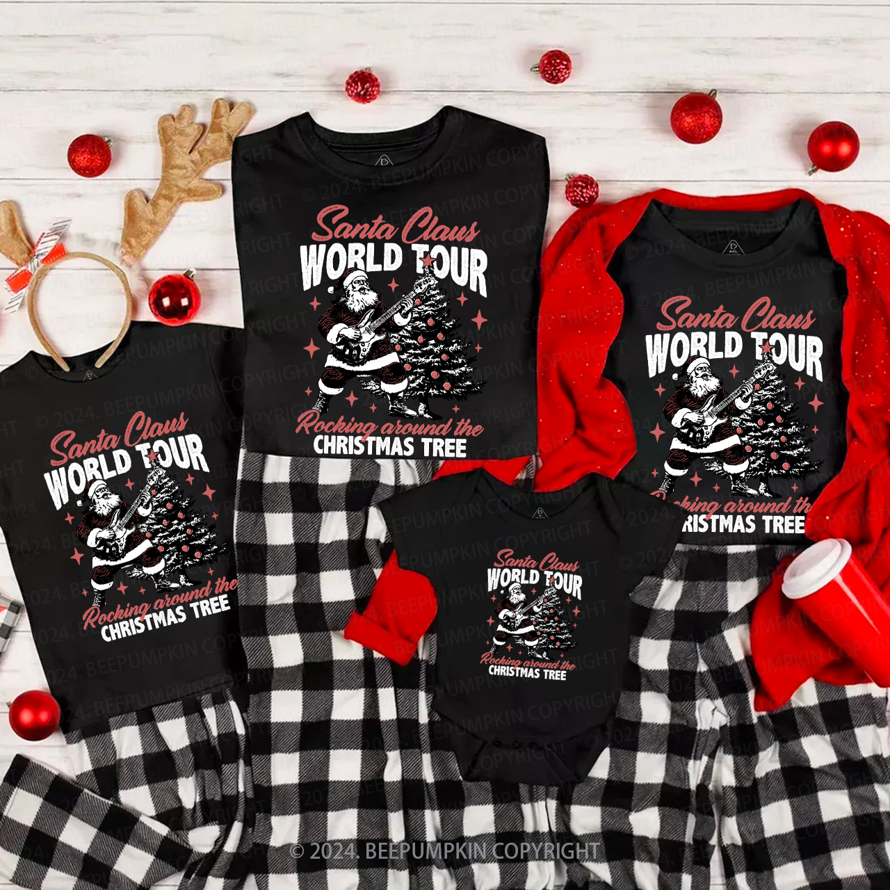 Santa Claus World Tour Family Matching T-Shirts Beepumpkin