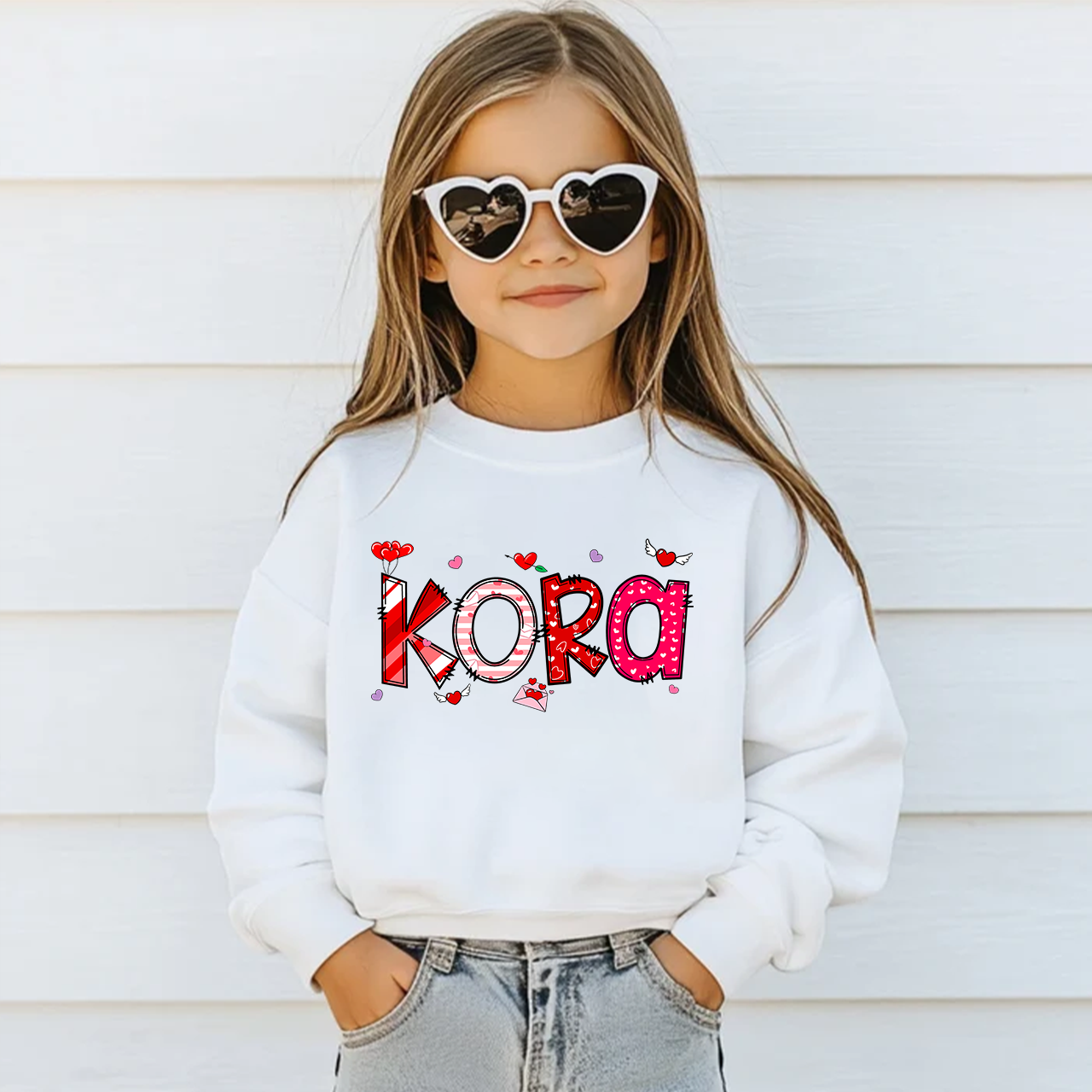 Personalized Valentine Love Balloon Kids Sweatshirt