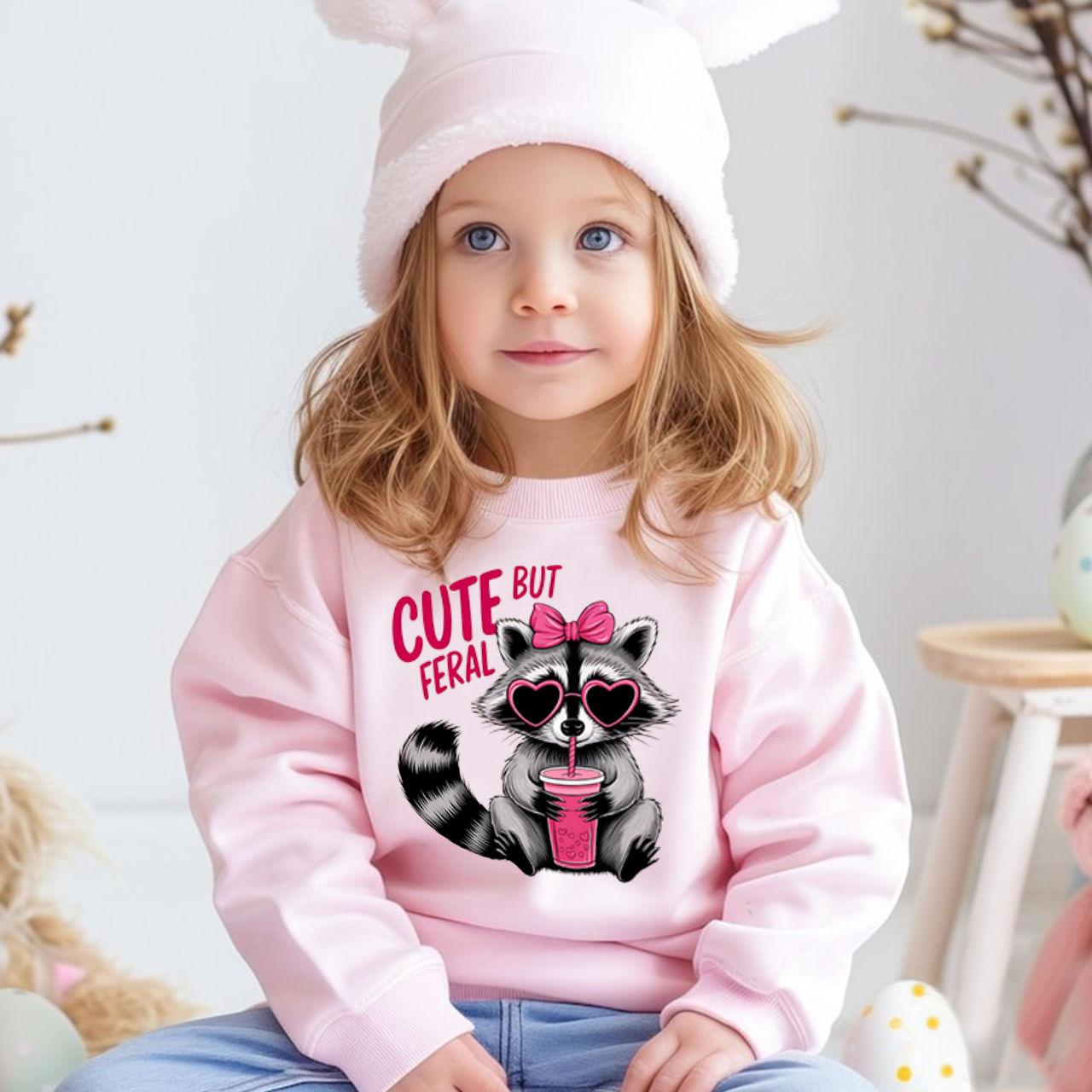 Cute But Feral Valentine's Day Kid's Sweatshirt