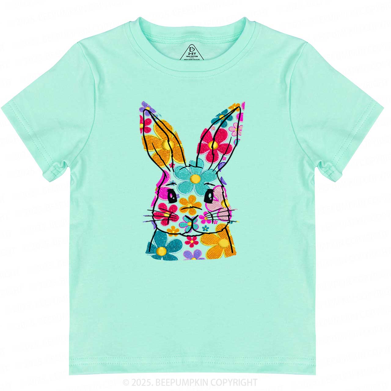 Bright Floral Bunny Easter Toddler&Kid's Tees Beepumpkin