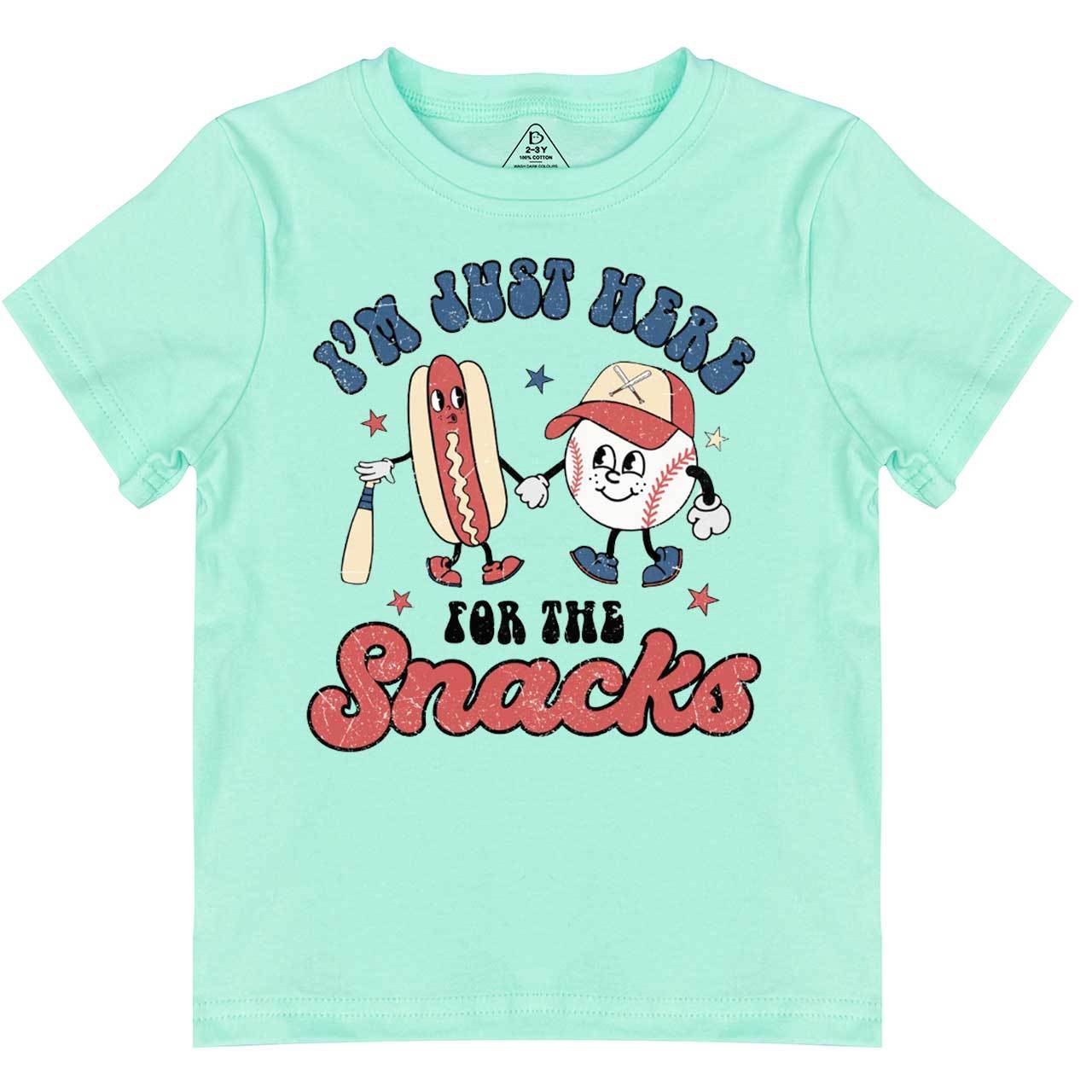 I'm Just Here For The Snacks Baseball  Toddler&Kid's Tees Beepumpkin