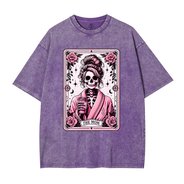 The Mom Funny Tarot Card Washed T-Shirts