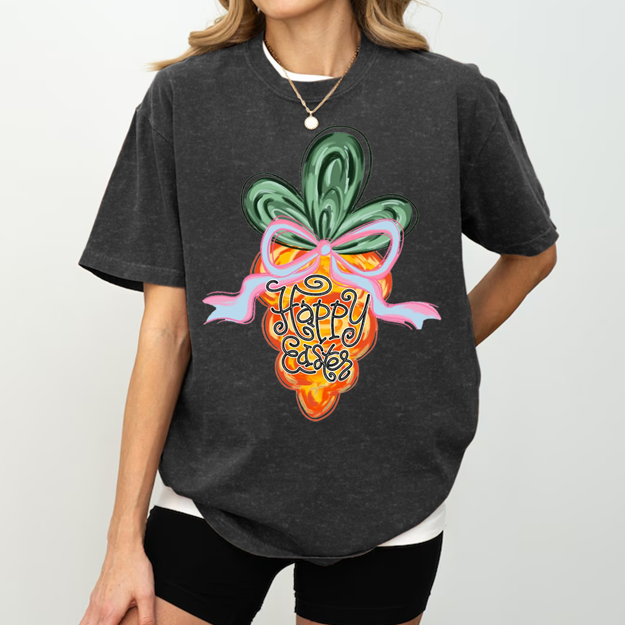 Happy Easter Carrot Mama Washed T-Shirts