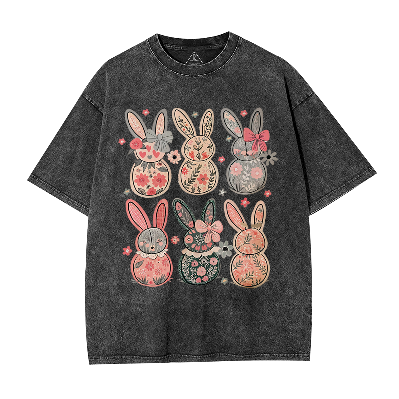 Coquette Easter Bunny Floral Mama Washed T-Shirts