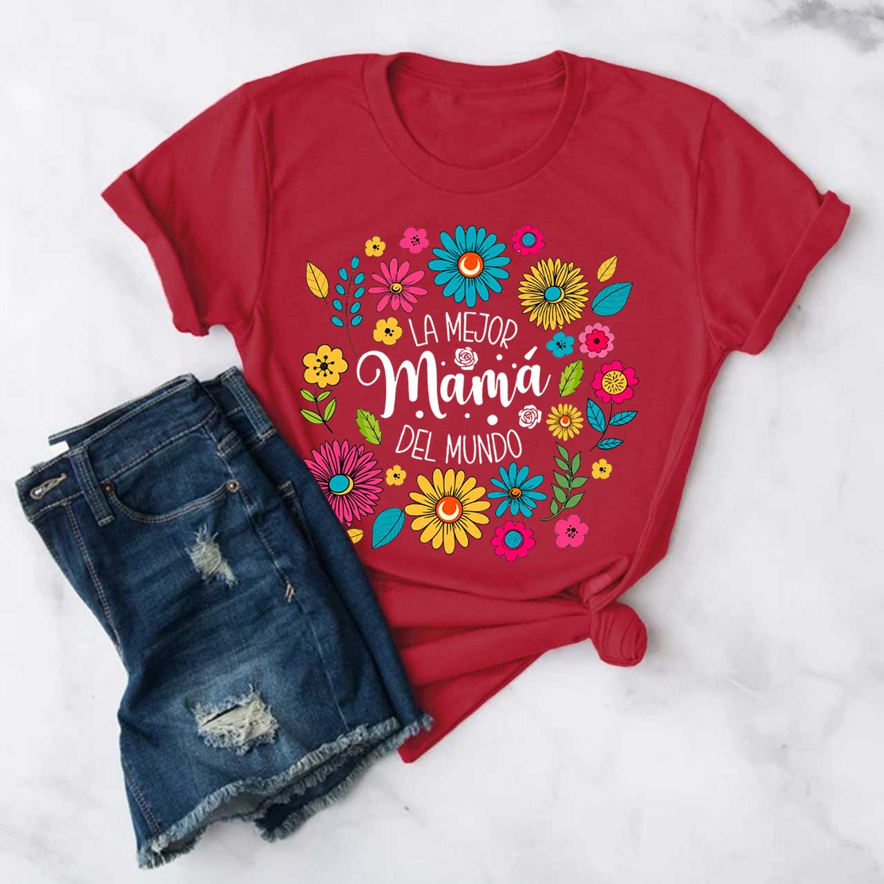 La Mejor Mama Del Mundo Floral T-Shirts 
