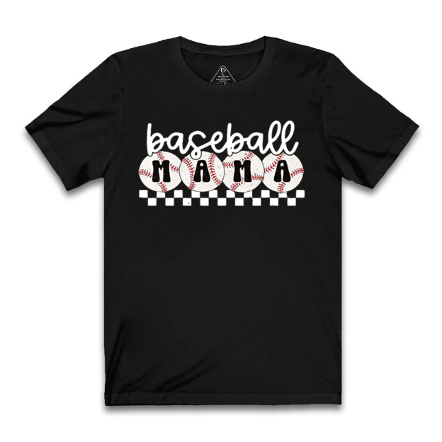 Checkered Baseball Mama T-Shirts