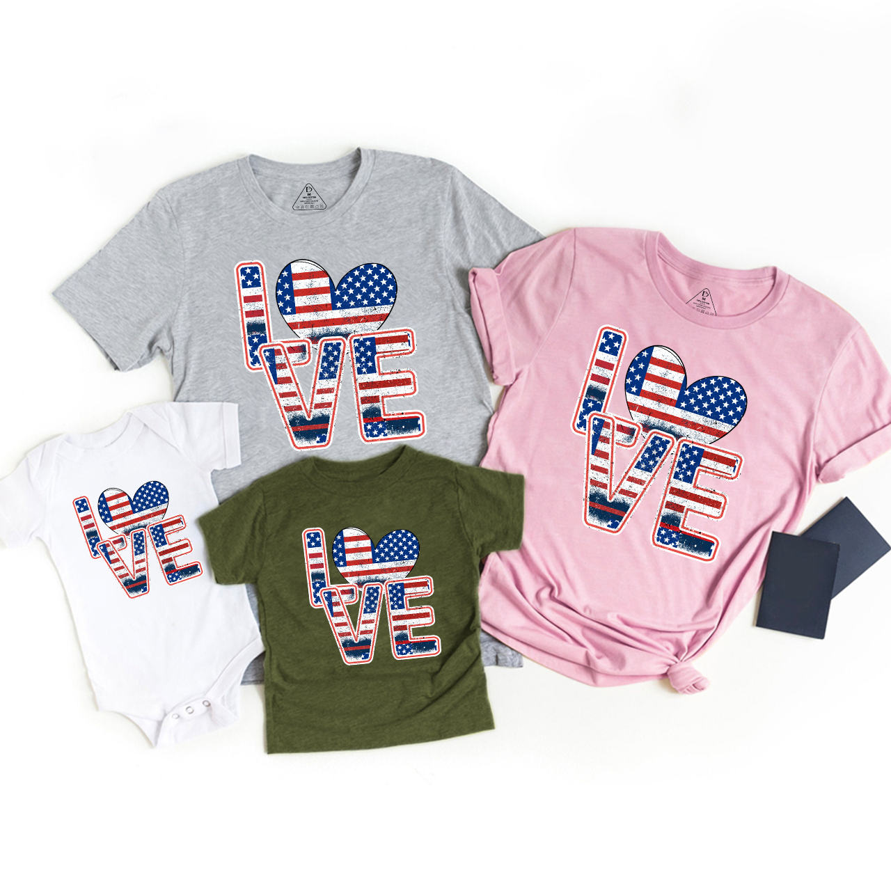 I Love America Classic Independence Day Family Matching Shirts