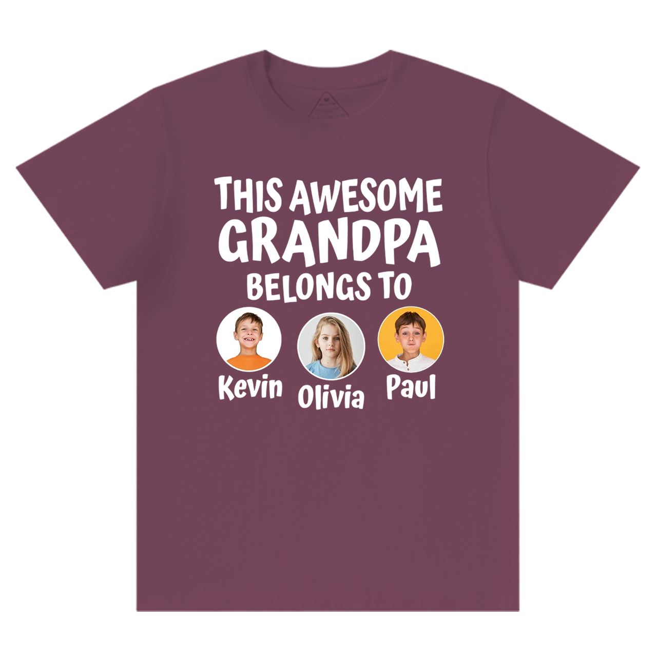 Personalized Grandpa With Grandkids Name And Photo T-shirt