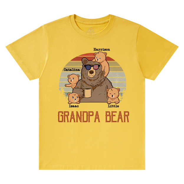 Personalized  Papa Bear And Kids Names T-Shirt 