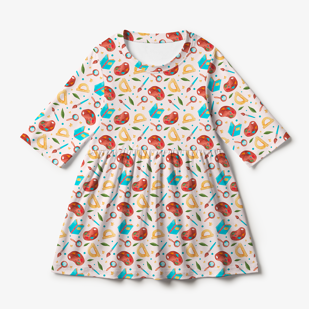 Watercolor Paint All Over Print Kids Dress
