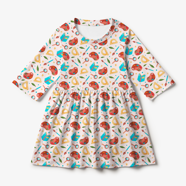 Watercolor Paint All Over Print Kids Dress