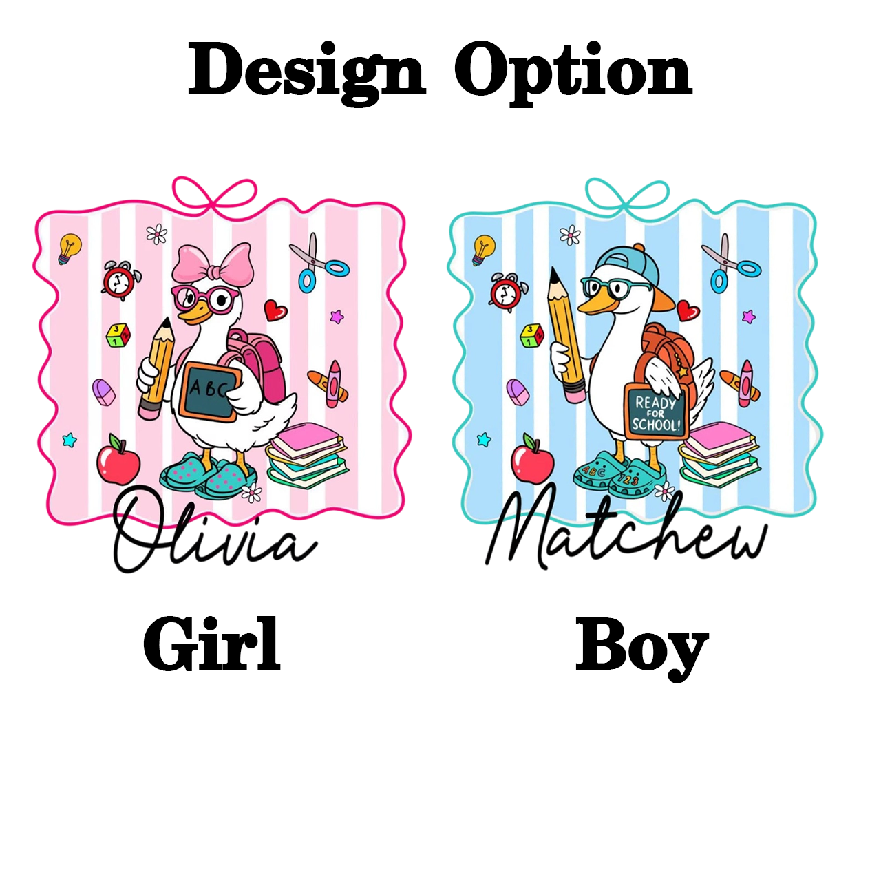 Personalized Boy Girl School Goose Toddler&Kids Washed Tees