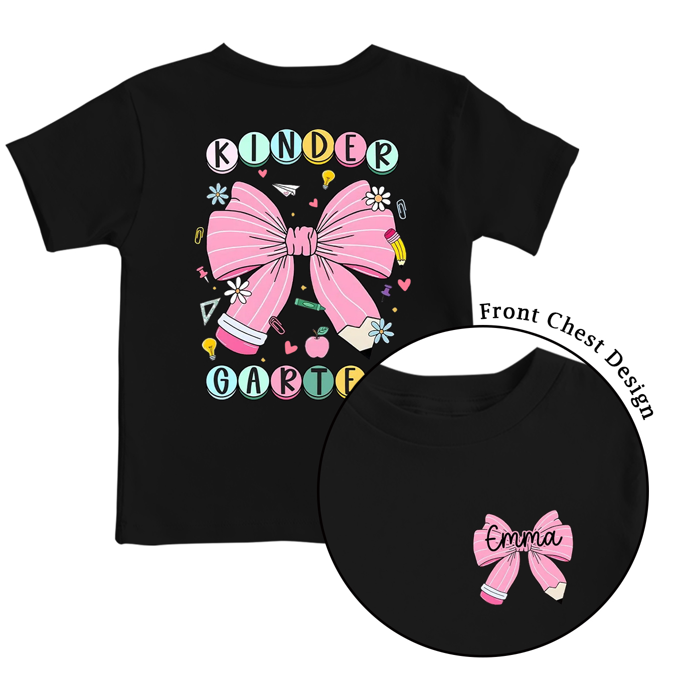 Personalized Back To School Bow Fireworks Toddler&Kid's Tees Beepumpkin 