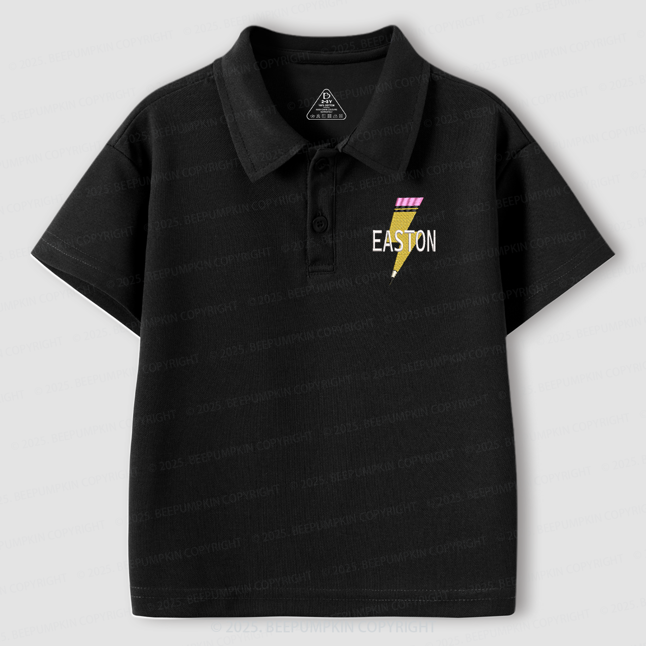 Personalized Embroidered Lightning Pencil Name Toddler&Kid's Polo Shirt Beepumpkin