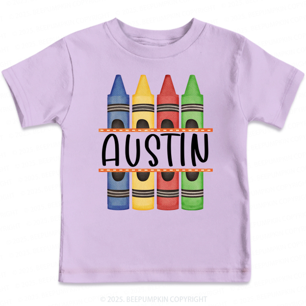 Personalized Crayon Name Back To School Toddler&Kid's Tees Beepumpkin 