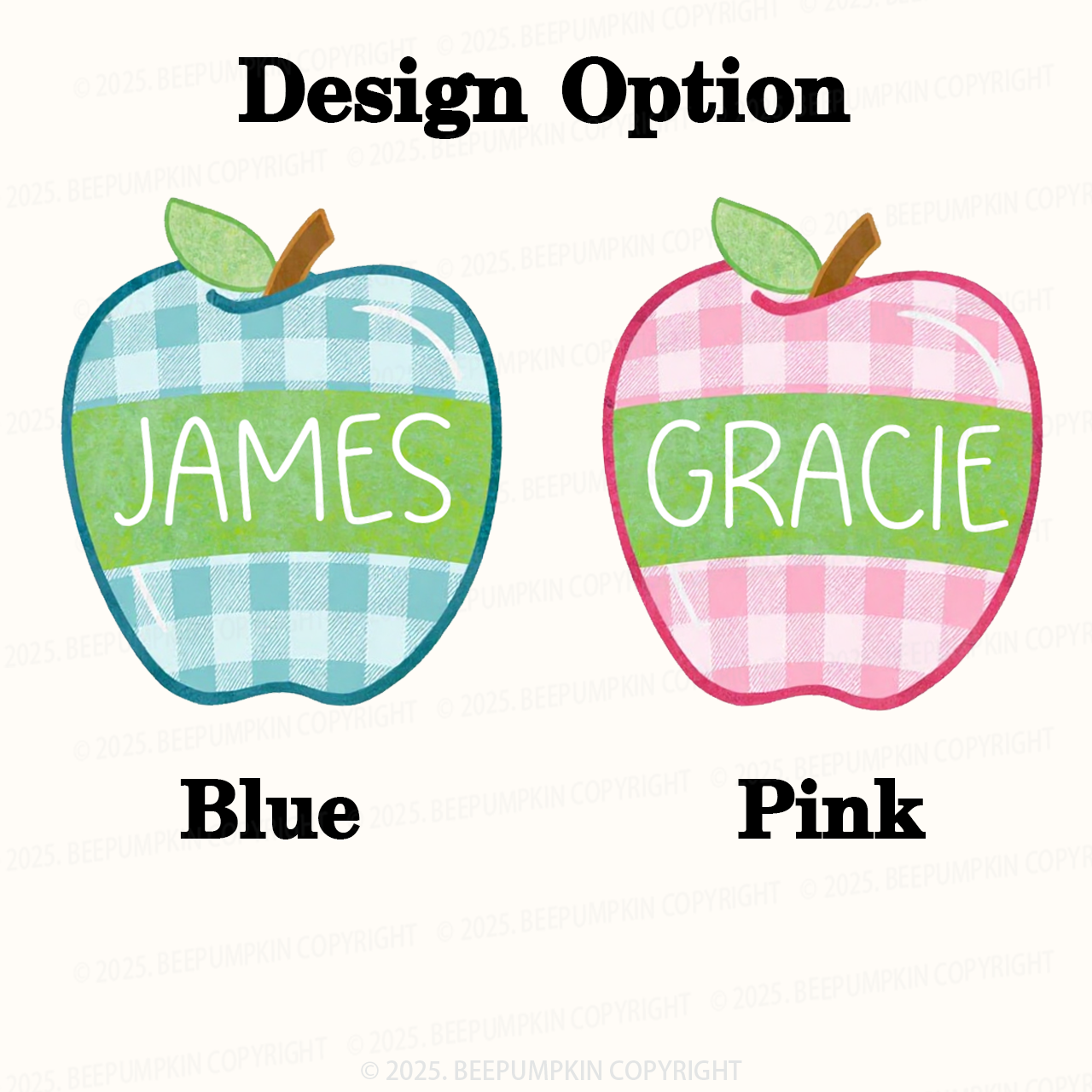 Personalized Plaid Apple Series Toddler&Kids Washed Tees