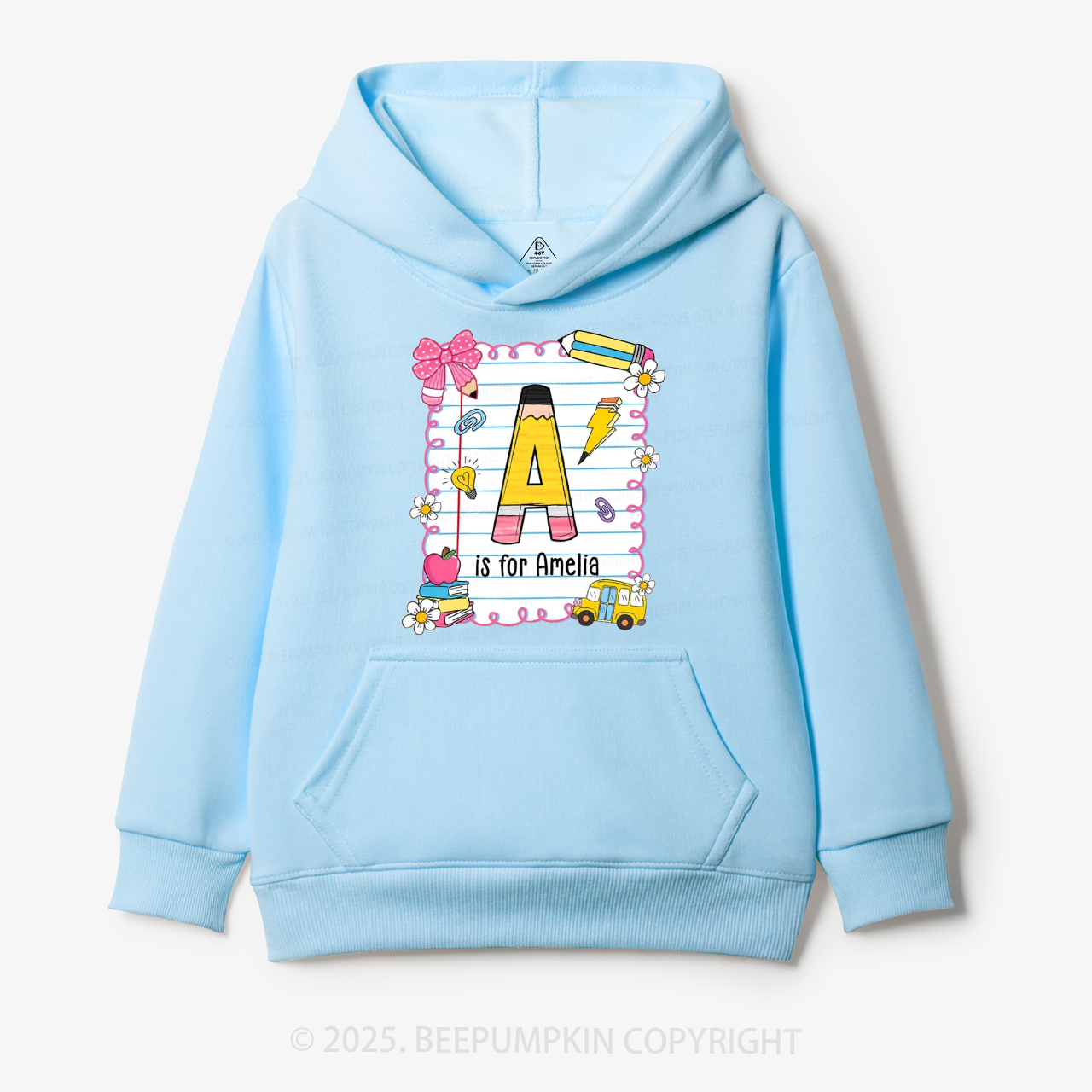Personalized Alphabet Pencil Name Kid's Hoodies Beepumpkin