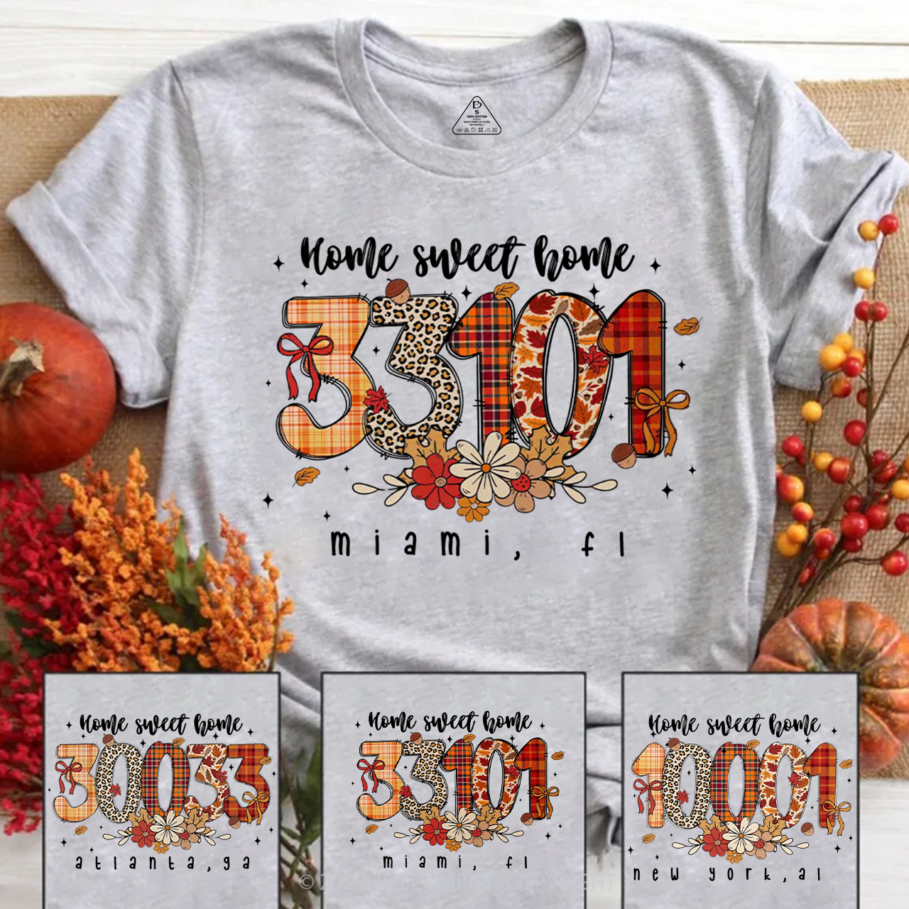 Personalized Fall Zip Code Doodle T-Shirts Beepumpkin