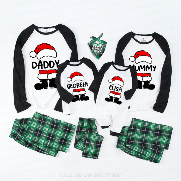 Personalized Santa Hat & Boots Family Christmas Family Matching Pajamas