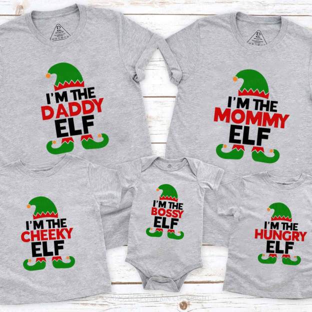 Personalized Funny Elf Christmas Family Matching T-Shirts Beepumpkin