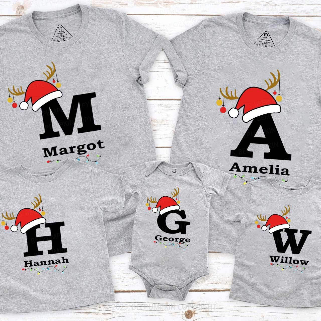 Personalized Christmas Alphabet Family Matching T-Shirts Beepumpkin