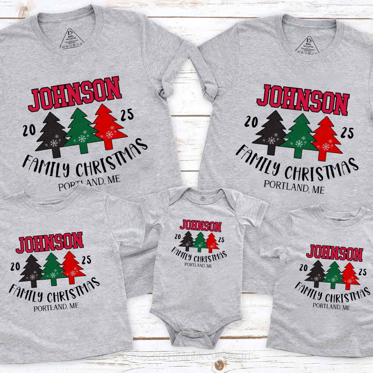 Personalized Christmas Tree Family Matching T-Shirts Beepumpkin