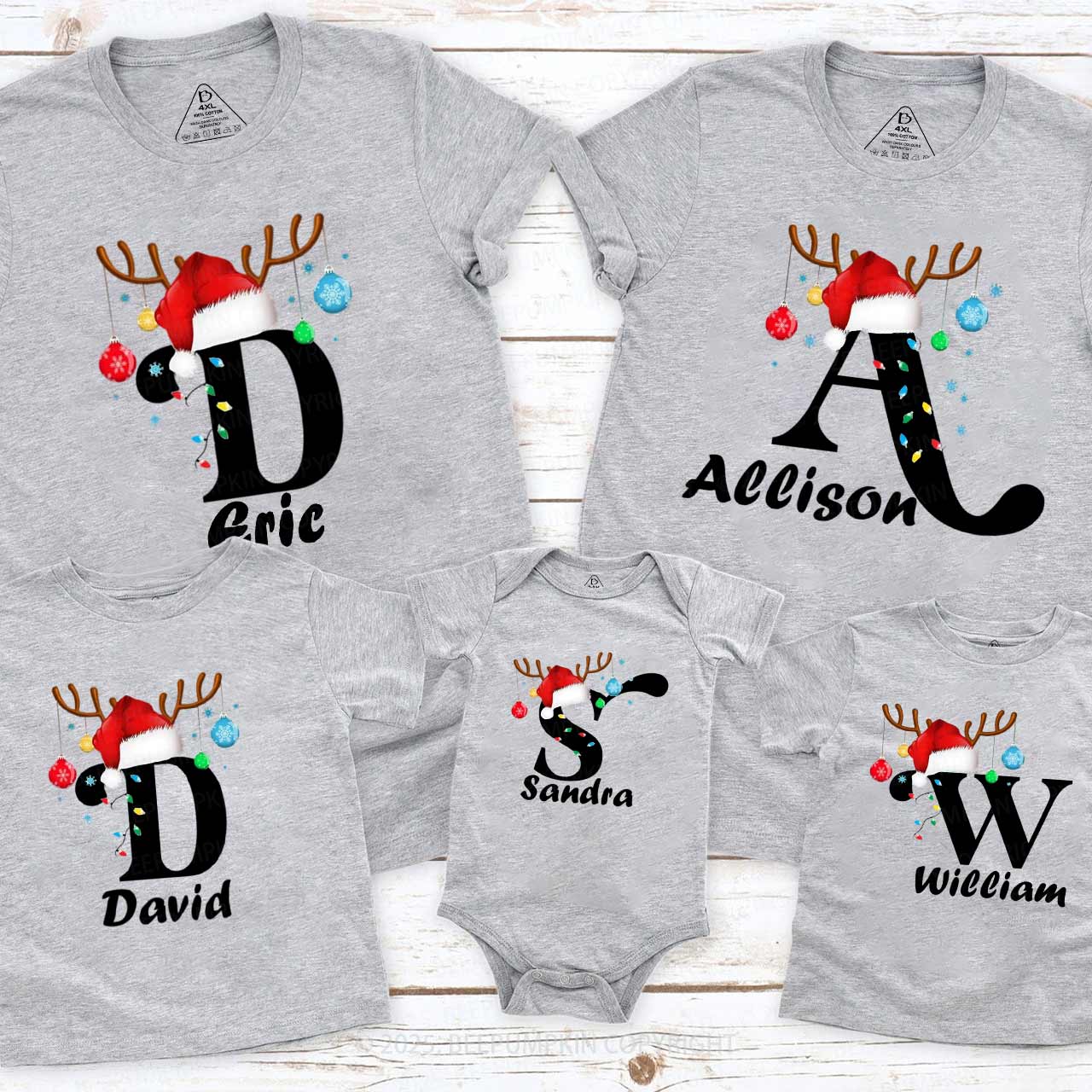 Personalized Merry Christmas Bells Name Family Matching T-Shirts Beepumpkin