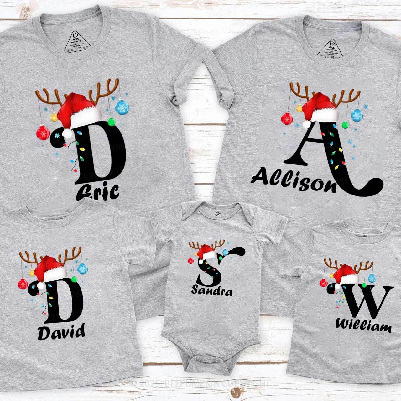 Personalized Merry Christmas Bells Name Family Matching T-Shirts Beepumpkin