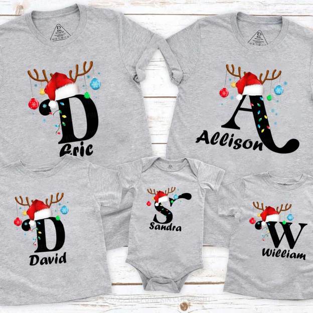 Personalized Merry Christmas Bells Name Family Matching T-Shirts Beepumpkin