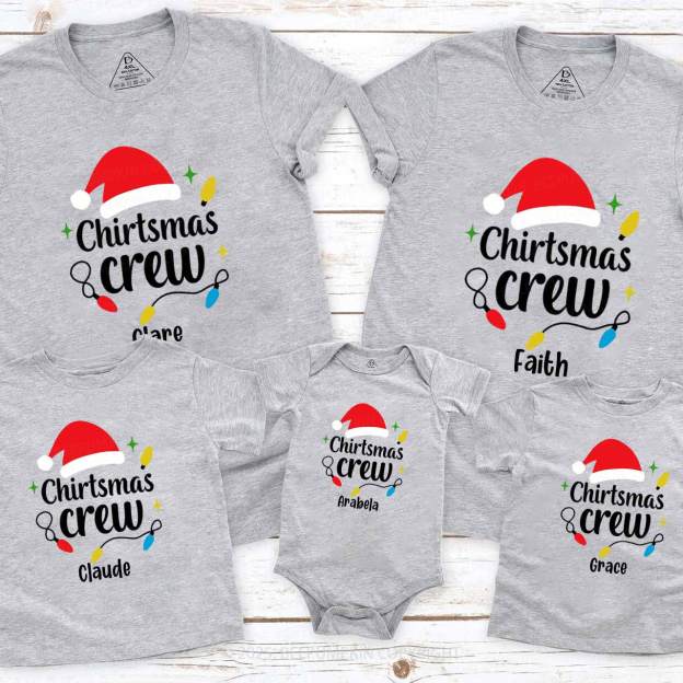 Personalized Christmas Crew Family Matching T-Shirts Beepumpkin