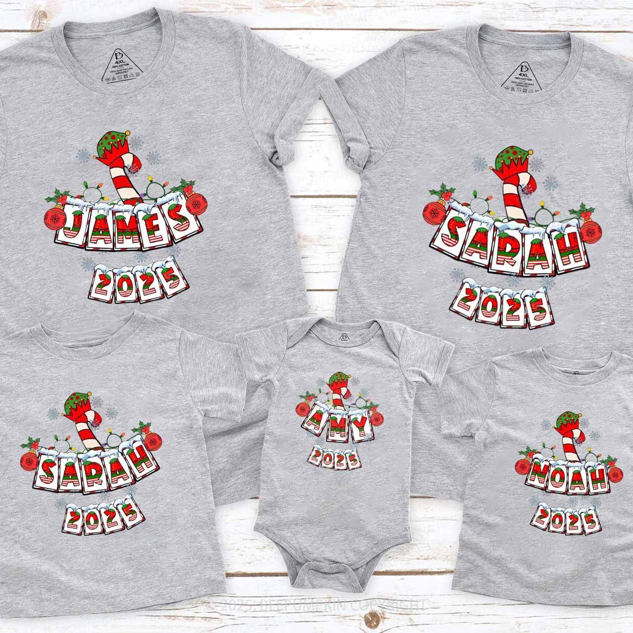 Personalized Christmas Candy Cane Family Matching T-Shirts Beepumpkin